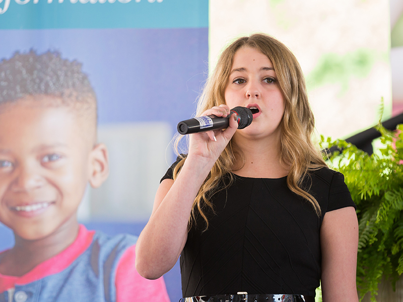 Mary Ellis Cravey sings “What A Wonderful World” during the Children’s of Mississippi Expansion groundbreaking ceremony.